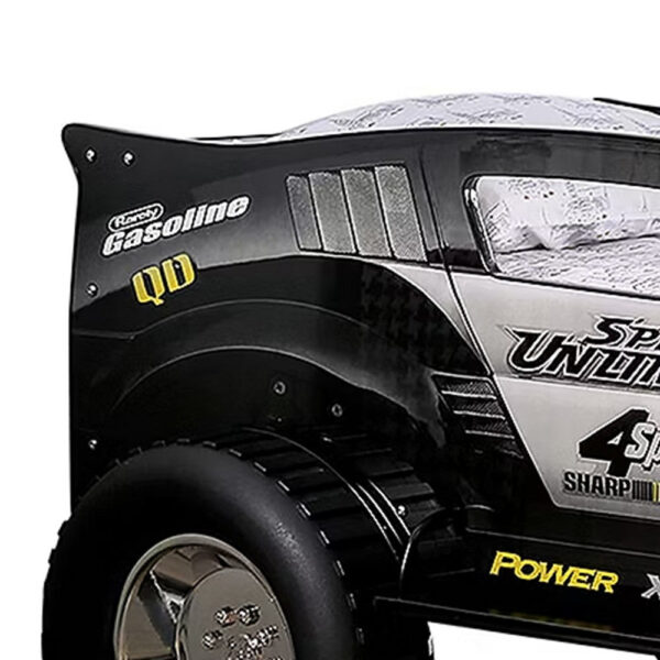 13022026698f0a9dbaece.jpeg Jacky Kids Twin Bed with Off-Road Car Design, LED Headlights, Black Wood