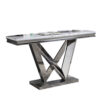 13022026698f0aa5f07d1.jpeg Vily Sofa Console Table, Beveled Faux Marble, Chrome Steel V-Base