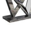 13022026698f0aaa6939c.jpeg Vily Sofa Console Table, Beveled Faux Marble, Chrome Steel V-Base