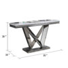 13022026698f0aabd66b3.jpeg Vily Sofa Console Table, Beveled Faux Marble, Chrome Steel V-Base