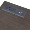 Fredie Corner Desk with Lift-Top USB Port, Gold Frame, Walnut Brown