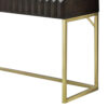 Fredie Corner Desk with Lift-Top USB Port, Gold Frame, Walnut Brown