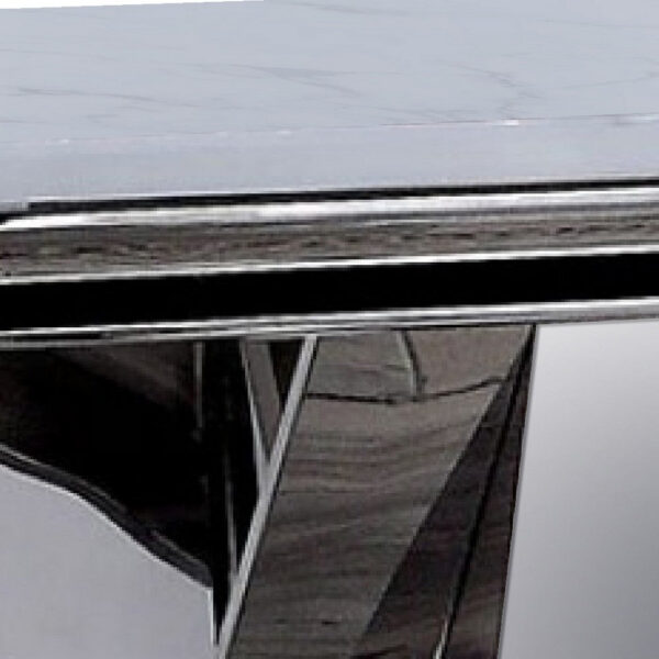 13022026698f0ad6ebef0.jpeg Vily Side End Table, 24 Inch Faux Marble Top, V-Style Chrome Pedestal