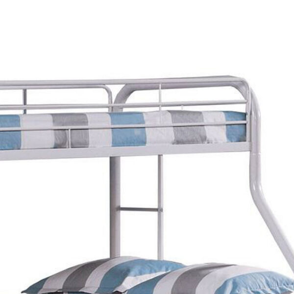 13022026698f0adfe15d1.jpeg Fegy Twin over Full Bunk Bed with Ladder and Rails, White Metal Frame