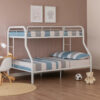 13022026698f0ae47272e.jpeg Fegy Twin over Full Bunk Bed with Ladder and Rails, White Metal Frame