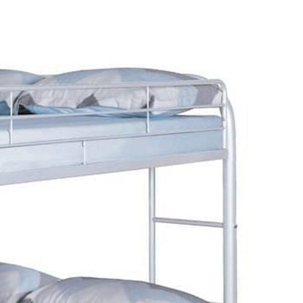Fegy Full over Full Bunk Bed with Ladder and Rails, White Metal Frame