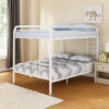 Fegy Full over Full Bunk Bed with Ladder and Rails, White Metal Frame