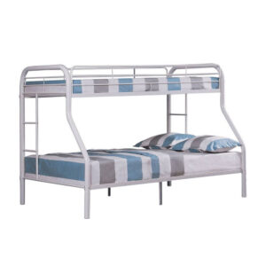 13022026698f0af663a6f.jpeg Fegy Twin over Full Bunk Bed with Ladder and Rails, Silver Metal Frame