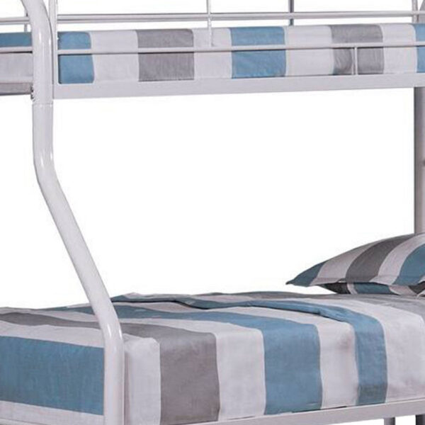 13022026698f0af7cd0fe.jpeg Fegy Twin over Full Bunk Bed with Ladder and Rails, Silver Metal Frame