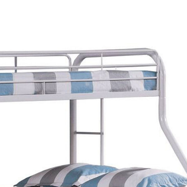13022026698f0af8e5d9d.jpeg Fegy Twin over Full Bunk Bed with Ladder and Rails, Silver Metal Frame