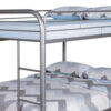 Fegy Full over Full Bunk Bed with Ladder and Rails, Silver Metal Frame
