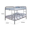 Fegy Full over Full Bunk Bed with Ladder and Rails, Silver Metal Frame