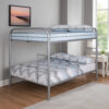 Fegy Full over Full Bunk Bed with Ladder and Rails, Silver Metal Frame