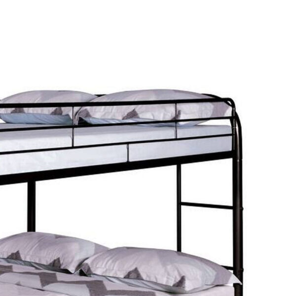 Fegy Full Over Full Bunk Bed, Ladder and Rails, Black Metal Frame