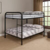 Fegy Full Over Full Bunk Bed, Ladder and Rails, Black Metal Frame