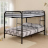 Fegy Full Over Full Bunk Bed, Ladder and Rails, Black Metal Frame