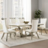 13022026698f0b31b1ab7.jpeg Bedy Dining Side Chair Set of 2, Textured White Velvet, Silver Saber Legs
