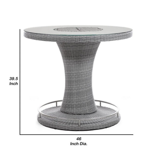 Mio Outdoor Bar Height Table with Steel Ice Bucket, 46 Inch Round, Gray