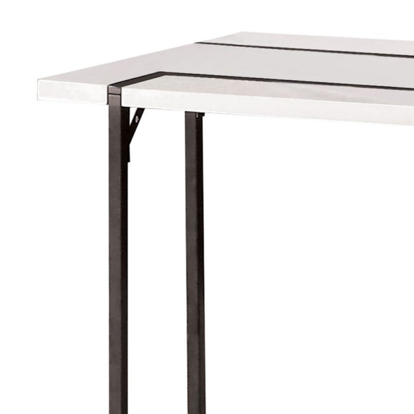 13022026698f0b60f0104.jpeg Iry Side End Table, Black Steel Sled Base, 22 Inch, Gloss White Lacquer