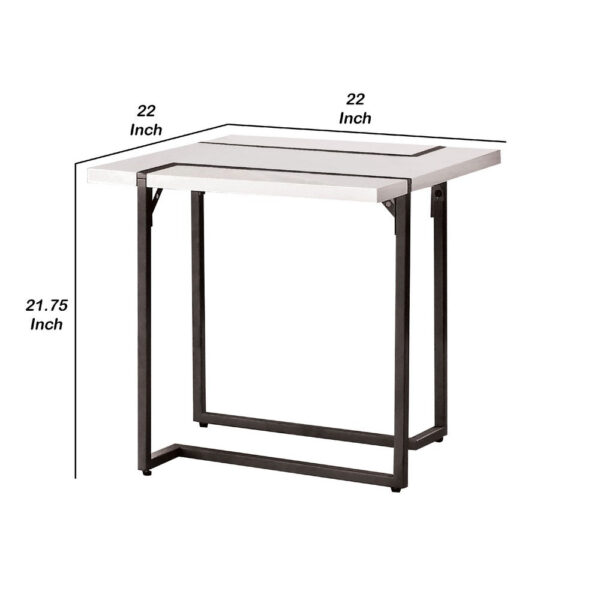 13022026698f0b6848cca.jpeg Iry Side End Table, Black Steel Sled Base, 22 Inch, Gloss White Lacquer