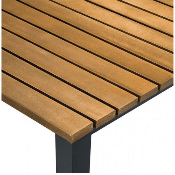 Ankia 5pc Outdoor Dining Table and Chairs Set, Gray, Natural Teak Brown