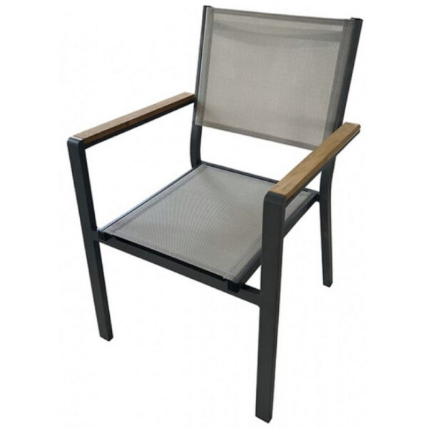 Ankia 5pc Outdoor Dining Table and Chairs Set, Gray, Natural Teak Brown