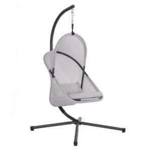 Cery Outdoor Egg Swing Chair, Foldable Stand, Light Gray Cushion
