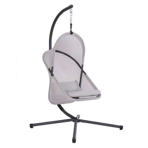 Cery Outdoor Egg Swing Chair, Foldable Stand, Light Gray Cushion