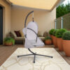 Cery Outdoor Egg Swing Chair, Foldable Stand, Light Gray Cushion