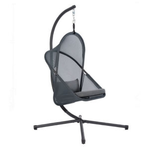 Cery Outdoor Egg Swing Chair, Foldable Stand, Dark Gray Cushion