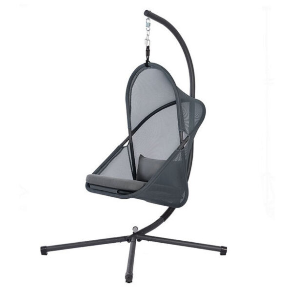 Cery Outdoor Egg Swing Chair, Foldable Stand, Dark Gray Cushion