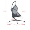 Cery Outdoor Egg Swing Chair, Foldable Stand, Dark Gray Cushion