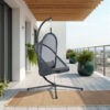 Cery Outdoor Egg Swing Chair, Foldable Stand, Dark Gray Cushion