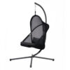 Cery Outdoor Egg Swing Chair, Foldable Stand, Coastal Black Cushion