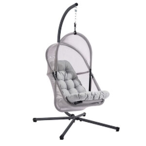 13022026698f0be5a16c0.jpeg Bery Outdoor Swing Chair with Foldable Stand, Light Gray Cushion