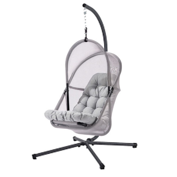 Bery Outdoor Swing Chair with Foldable Stand, Light Gray Cushion