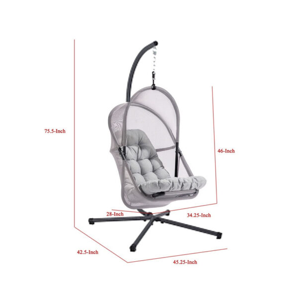 Bery Outdoor Swing Chair with Foldable Stand, Light Gray Cushion