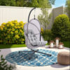 Bery Outdoor Swing Chair with Foldable Stand, Light Gray Cushion