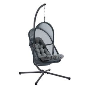 13022026698f0bf87ee59.jpeg Bery Outdoor Swing Chair with Foldable Stand, Dark Gray Cushion