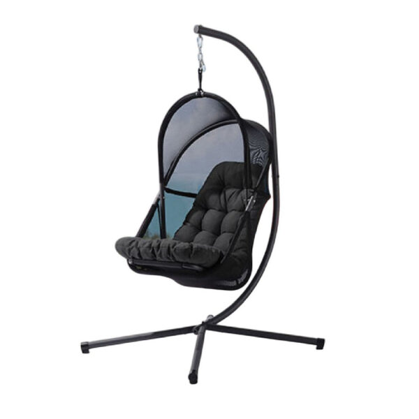 13022026698f0c10b89c3.jpeg Bery Outdoor Swing Chair with Foldable Stand, Coastal Black Cushion