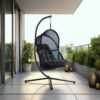 13022026698f0c1c87421.jpeg Bery Outdoor Swing Chair with Foldable Stand, Coastal Black Cushion