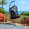 13022026698f0c1ee91e7.jpeg Bery Outdoor Swing Chair with Foldable Stand, Coastal Black Cushion