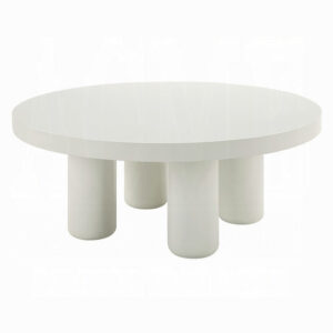 Sana Round Coffee Table with 4 Round Legs, Modern White Finish 35 Inch