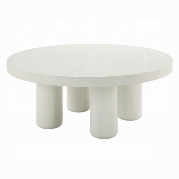 Sana Round Coffee Table with 4 Round Legs, Modern White Finish 35 Inch