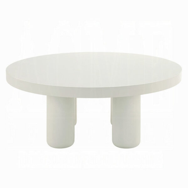 Sana Round Coffee Table with 4 Round Legs, Modern White Finish 35 Inch
