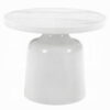 Zayn Round End Table with Pedestal Base, White Faux Marble, 22 Inch