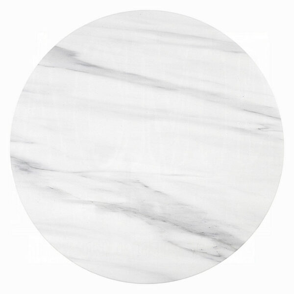 Zayn Round End Table with Pedestal Base, White Faux Marble, 22 Inch