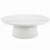 Zayn Round Coffee Table, Pedestal Base, White Faux Marble, 40 Inch