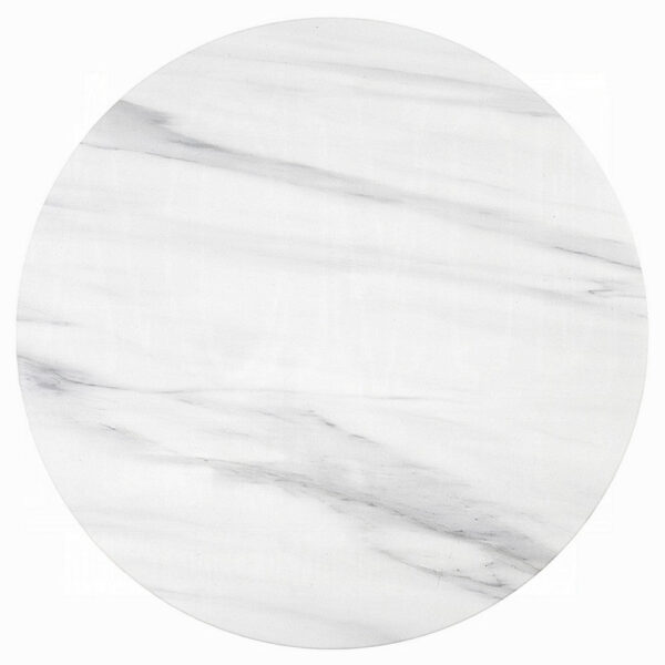 Zayn Round Coffee Table, Pedestal Base, White Faux Marble, 40 Inch