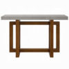 Joshua Sofa Table with Cross Base, Faux Concrete, Brown Wood 47 Inch